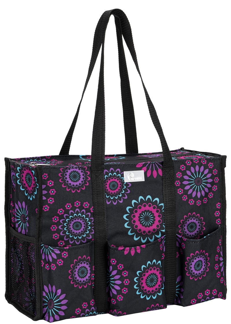 Pursetti Utility Tote with Pockets & Compartments-Perfect Nurse Tote Bag, Teacher Bag, Work Bags for Women & Craft Tote (Purple Circle_Large) - Image 1